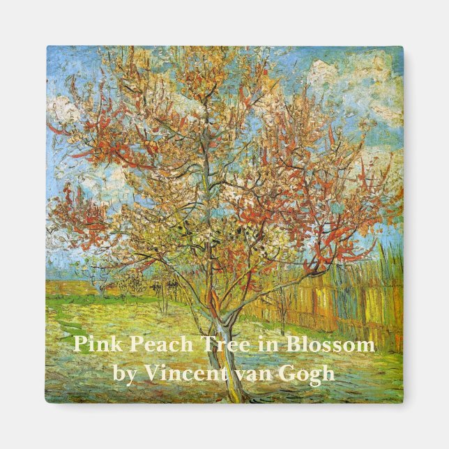 Aimant Peach Tree rose en fleurs par Vincent van Gogh (Devant)