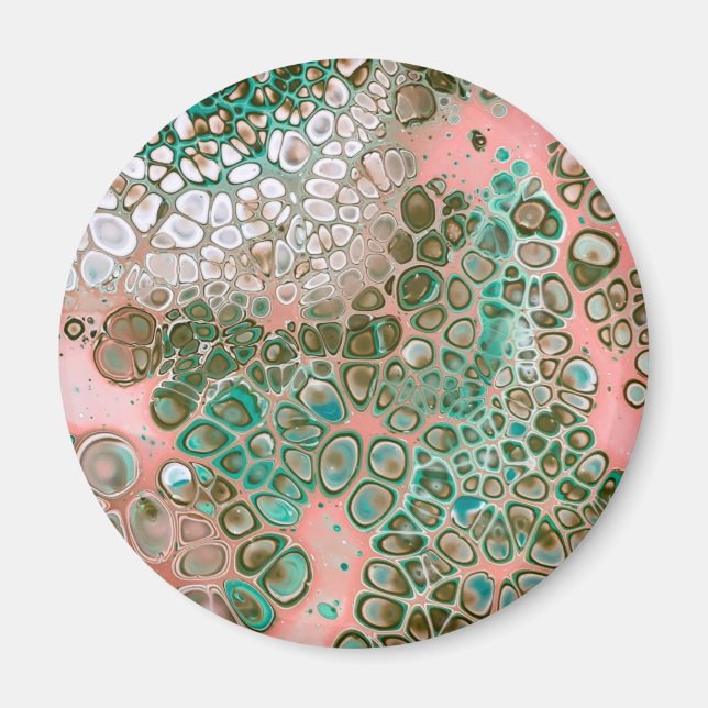 Aimant Peach & Turquoise Acrylic pour Abstract (Devant)
