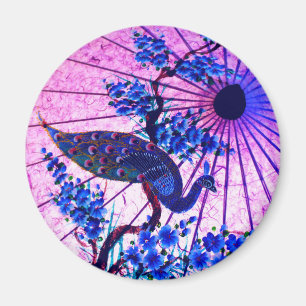Aimant Peacock oriental parasol japonais cerisier fleurs