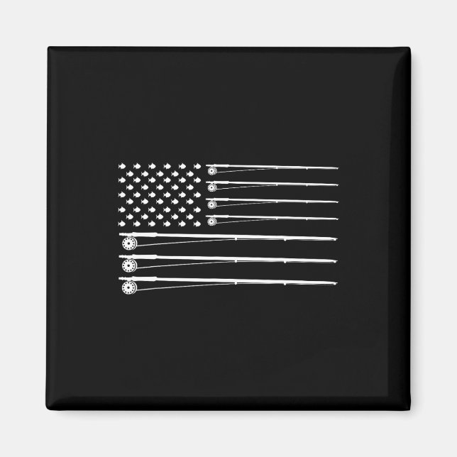 Aimant Pêche à la canne à pêche Drapeau américain  (Devant)