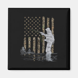Aimant Pêche à la mouche Pêcheur Drapeau américain Camouf