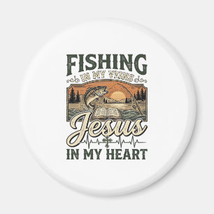 Aimant Pêche dans mes veines Jésus dans mon cœur Vintage