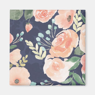 Aimant Pêche de floraison du plaisir   et roses et pavot