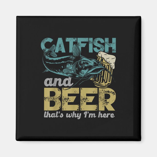 Aimant Pêche de poisson-chat Poisson-chat & Bière C'est p (Devant)