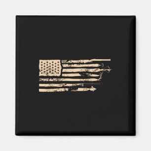 Aimant Pêche Drapeau Américain Usa Pêche Vintage Pêcheur