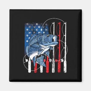 Aimant Pêche Drapeau Américain Vintage Cadeaux de pêcheur