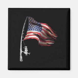 Aimant Pêche Jour Patriote du Drapeau Américain Pêcheur 4