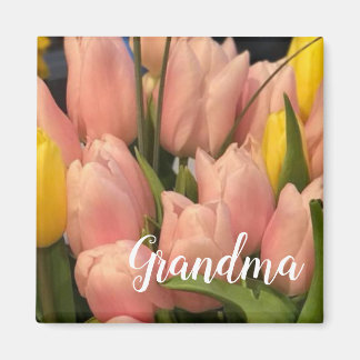 Aimant Pêche personnalisée et Motif de tulipe jaune