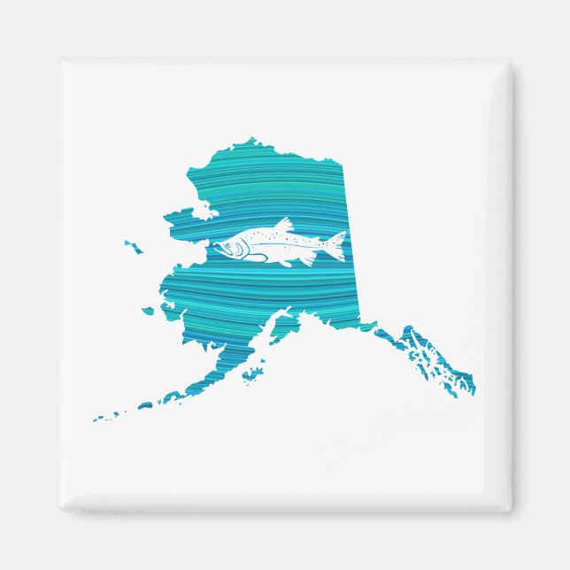Aimant Pêche Saumon de la vague de l'Alaska (Devant)