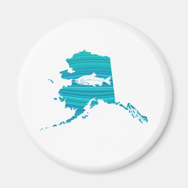 Aimant Pêche Saumon de la vague de l'Alaska (Devant)
