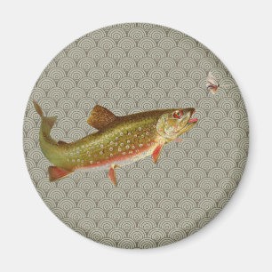 Aimant Pêche vintage à la truite arc-en-ciel