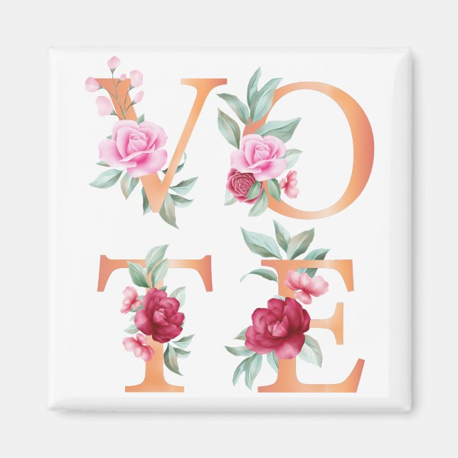 Aimant Pêcher Floral Élégante Feminine Go Vote (Devant)