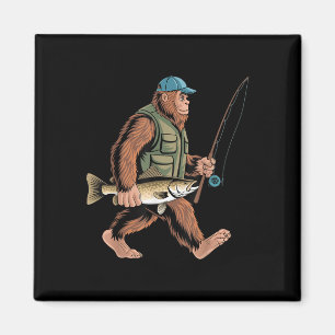 Aimant Pêcheur de poisson Pêcheur Bigfoot Sasquatch Doré