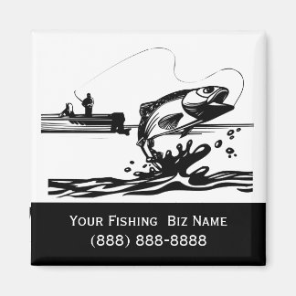 Aimant Pêcheur en bateau de pêche avec poisson ON!
