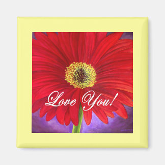 Aimant Peinture à fleur marguerite rouge - Multi