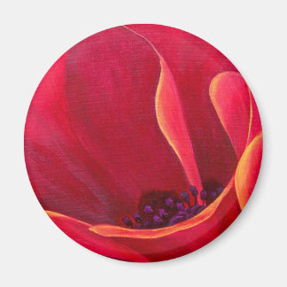 Aimant Peinture à fleurs de pavot rouge - Multi