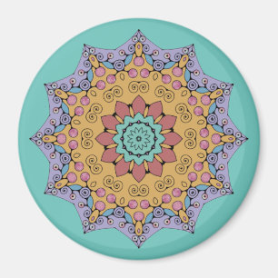 Aimant Peinture à la main Mandala Horloge Face 1