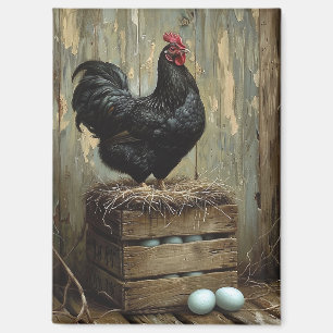 Aimant Peinture à l'américaine d'une poule noire
