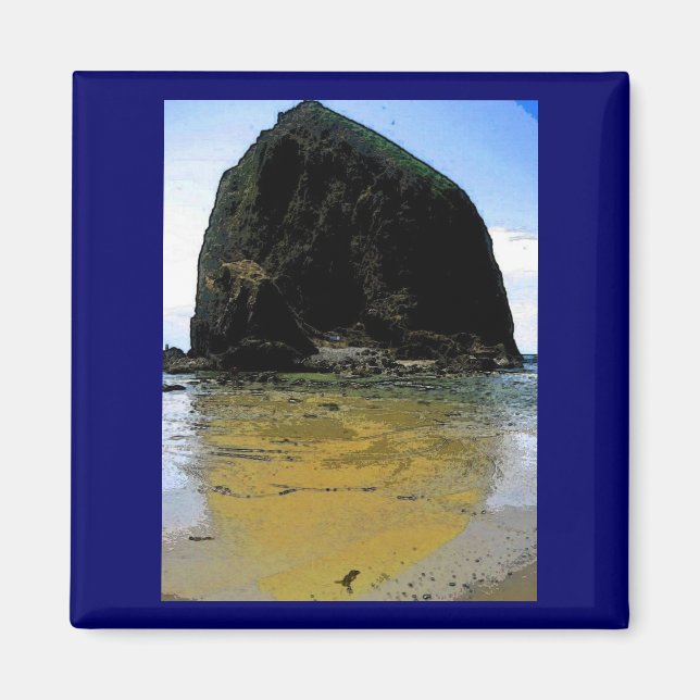 Aimant Peinture à l'huile de Haystack Rock (Devant)