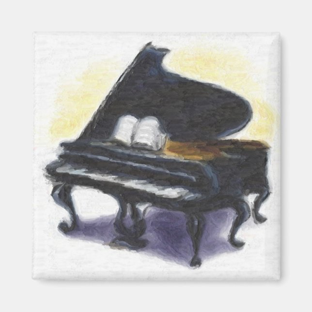 Aimant Peinture à l'huile : Mon piano (Devant)