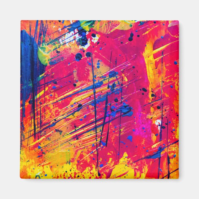 Aimant Peinture Abstraite brillante colorée (Devant)