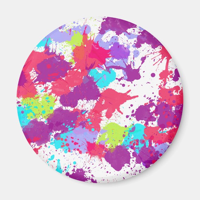 Aimant Peinture Abstraite colorée, rouge et violet (Devant)