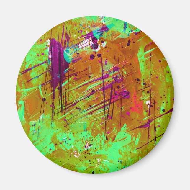 Aimant Peinture Abstraite couleur néon vert (Devant)