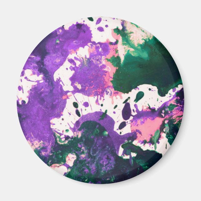 Aimant Peinture Abstraite couleur vert et pourpre (Devant)