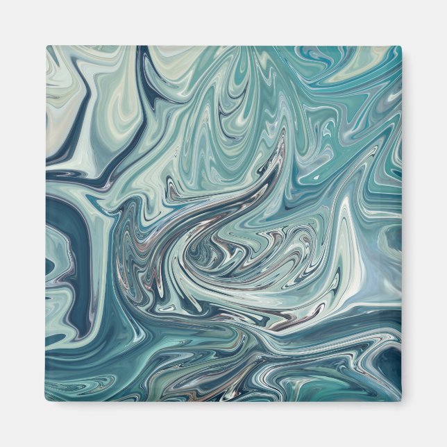 Aimant Peinture Abstraite de la mer Bleue (Devant)