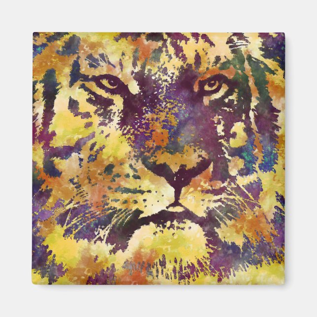Aimant Peinture Abstraite de Lion (Devant)