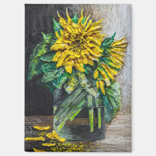 Aimant Peinture acrylique nature morte de tournesols