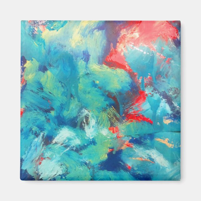 Aimant Peinture Acrylique Turquoise L'Art Abstrait (Devant)