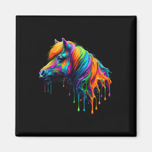 Aimant Peinture Art Miniature Cheval Équitation Équitatio