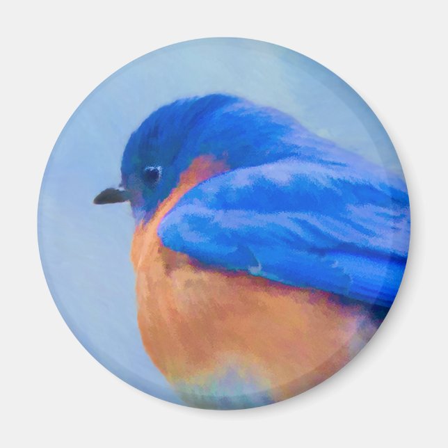 Aimant Peinture Bluebird - Art original pour oiseaux (Devant)