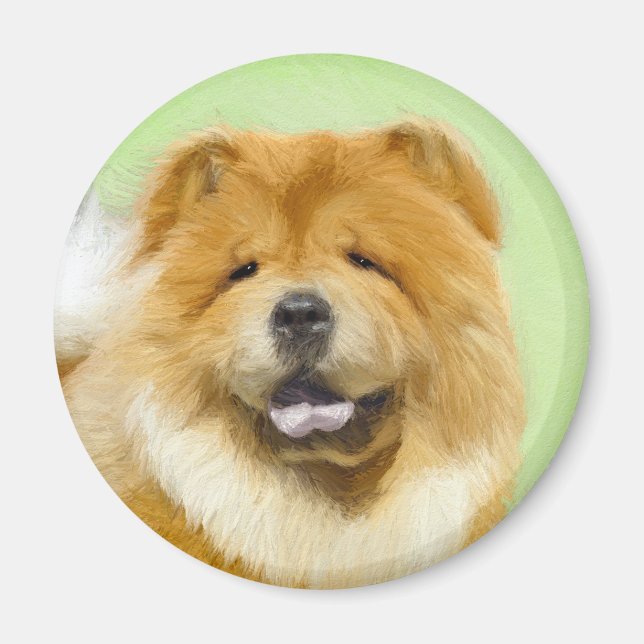Aimant Peinture Chow Chow - Joli art original chien (Devant)