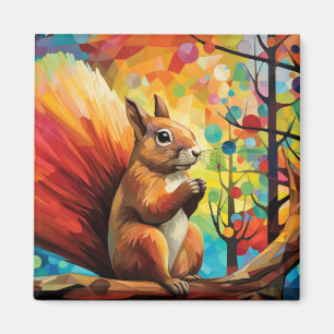 Aimant Peinture colorée de l'écureuil