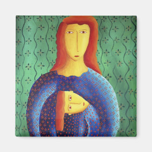 Aimant Peinture D'Art Contemporain Mère Et Fille