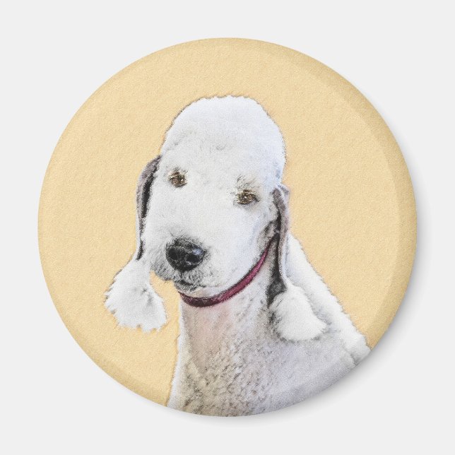Aimant Peinture de Bedlington Terrier - Art original de c (Devant)