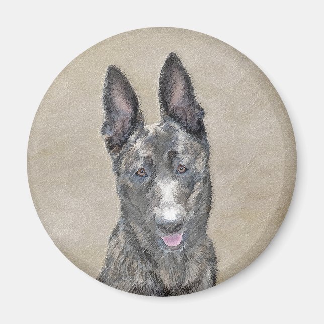 Aimant Peinture de berger hollandais - jolie art original (Devant)