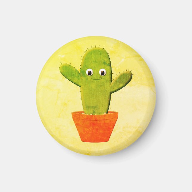 Aimant Peinture de cactus en caricature (Devant)