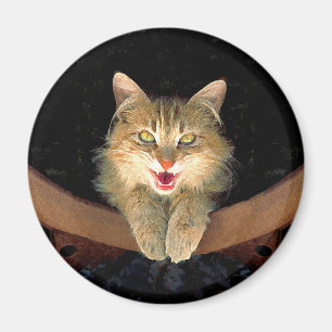 Aimant Peinture de chat Mad - Cute Original Cat Art