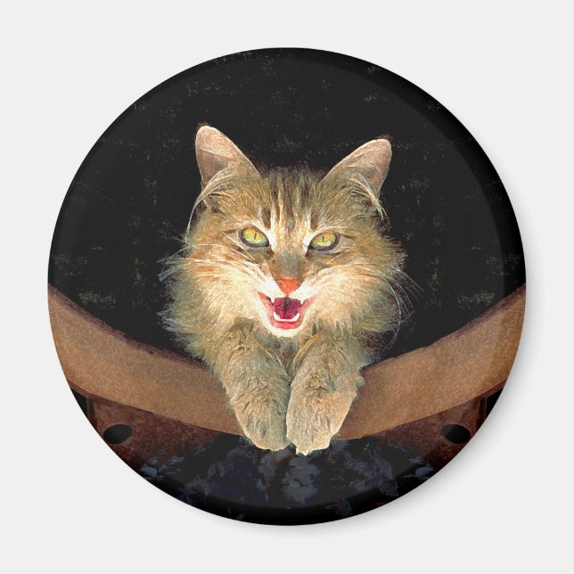 Aimant Peinture de chat Mad - Cute Original Cat Art (Devant)