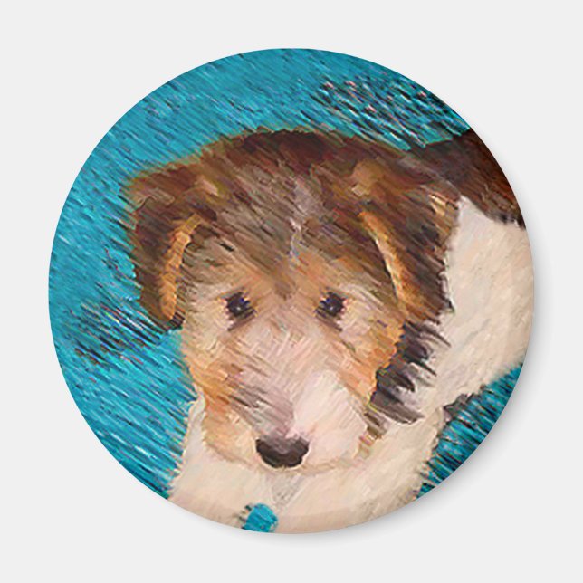 Aimant Peinture de chiot Terrier Fox - Art de chien origi (Devant)
