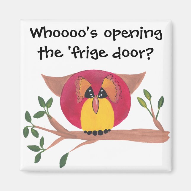 Aimant Peinture de chouette à cornes mignonnes (Devant)