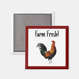 Aimant Peinture de Coq Vintage Vert et Or