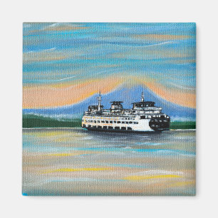Aimant Peinture de ferry au lever du soleil