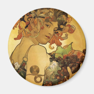 Aimant Peinture de fruits Alphonse Mucha