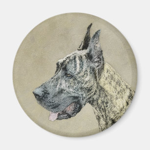 Aimant Peinture de Great Dane (Brindle) - Art original de