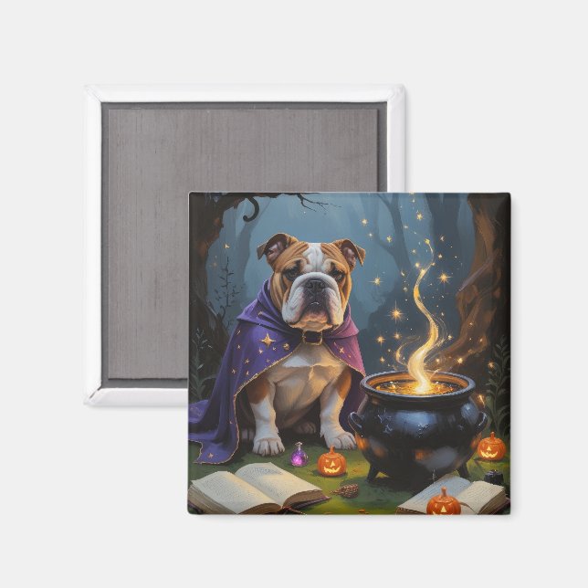 Aimant Peinture de Halloween fantaisiste de Bouledogue (Recto/Verso)