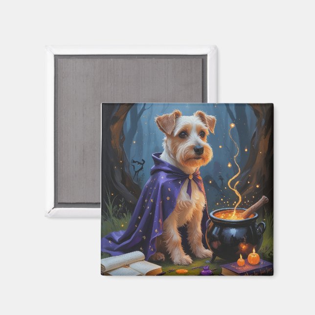 Aimant Peinture de Halloween fantaisiste de chien Biewer  (Recto/Verso)